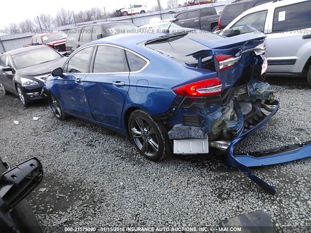 3FA6P0VP5HR178984 - 2017 FORD FUSION SPORT BLUE photo 3