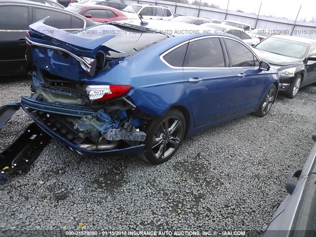 3FA6P0VP5HR178984 - 2017 FORD FUSION SPORT BLUE photo 4