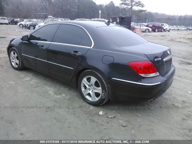 JH4KB16585C018911 - 2005 ACURA RL BLACK photo 3