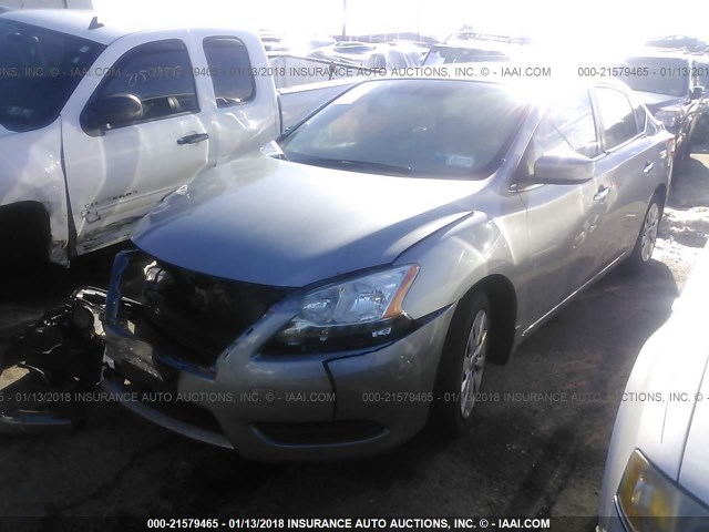 3N1AB7AP2EY265120 - 2014 NISSAN SENTRA S/SV/SR/SL SILVER photo 2