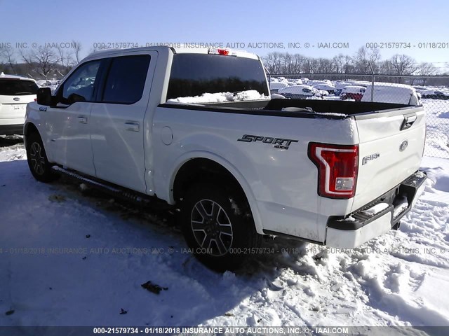 1FTEW1EP5FFB96281 - 2015 FORD F150 SUPERCREW WHITE photo 3