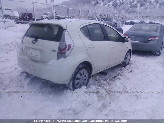 JTDKDTB36C1509840 - 2012 TOYOTA PRIUS C WHITE photo 4