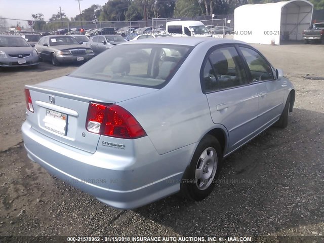 JHMES96645S007415 - 2005 HONDA CIVIC HYBRID BLUE photo 4