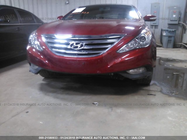 5NPEC4AC2EH916931 - 2014 HYUNDAI SONATA SE/LIMITED MAROON photo 6