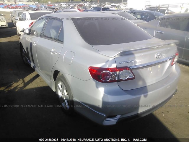 2T1BU4EE4CC801209 - 2012 TOYOTA COROLLA S/LE SILVER photo 3