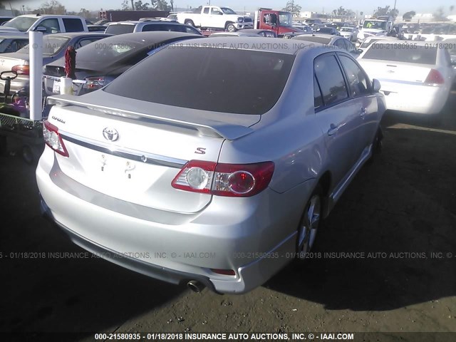 2T1BU4EE4CC801209 - 2012 TOYOTA COROLLA S/LE SILVER photo 4