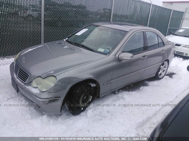 WDBRF40JX4F542424 - 2004 MERCEDES-BENZ C 230K SPORT SEDAN GRAY photo 2