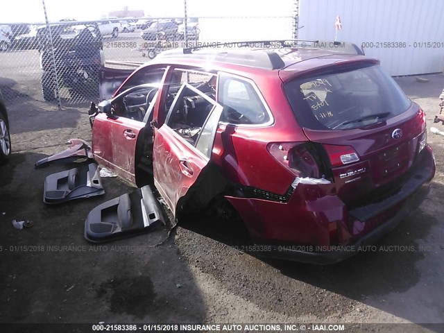 4S4BRBAC8E3221480 - 2014 SUBARU OUTBACK 2.5I RED photo 3