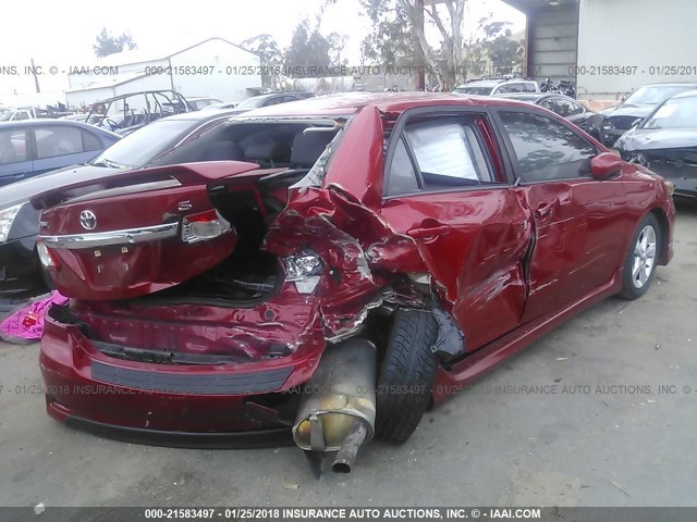 5YFBU4EE6DP186275 - 2013 TOYOTA COROLLA S/LE RED photo 4
