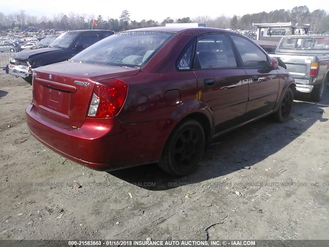 KL5JD52Z34K996055 - 2004 SUZUKI FORENZA S RED photo 4