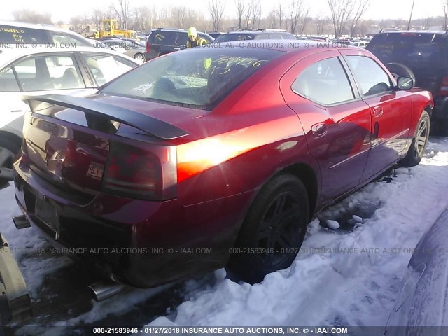 2B3KA43G56H493069 - 2006 DODGE CHARGER SE/SXT RED photo 4