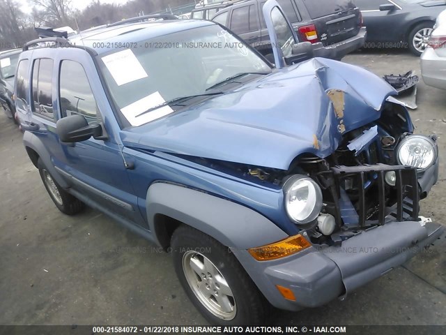 1J4GL48K35W573041 - 2005 JEEP LIBERTY SPORT BLUE photo 1