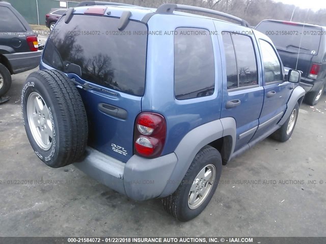 1J4GL48K35W573041 - 2005 JEEP LIBERTY SPORT BLUE photo 4