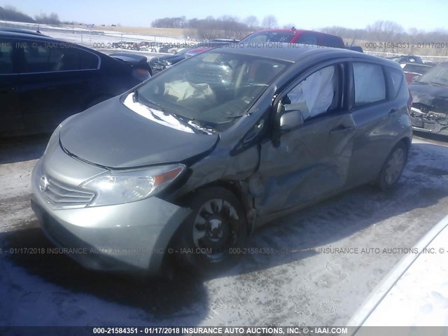 3N1CE2CP2EL373766 - 2014 NISSAN VERSA NOTE S/S PLUS/SV/SL SILVER photo 2