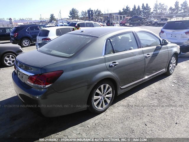 4T1BK3DB1BU381056 - 2011 TOYOTA AVALON LIMITED GREEN photo 4