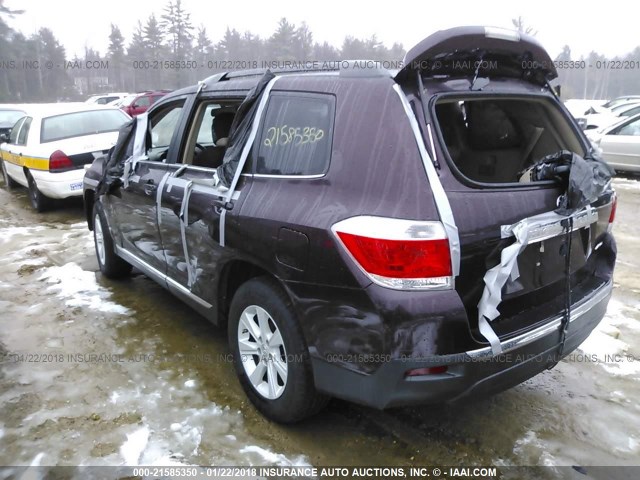 5TDBK3EH7DS256478 - 2013 TOYOTA HIGHLANDER PLUS/SE PURPLE photo 3