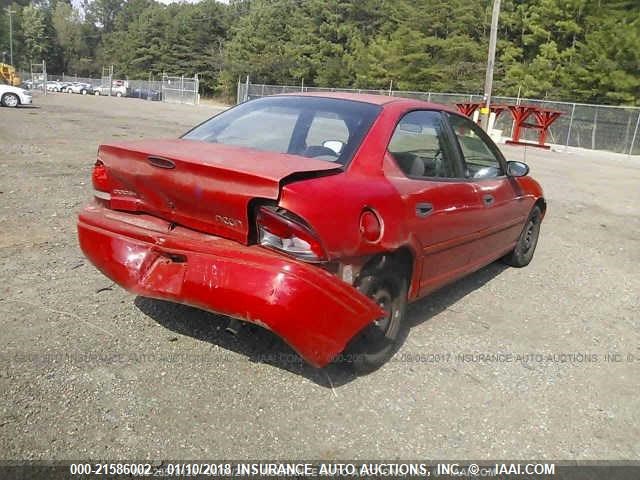 1B3ES47C3WD605978 - 1998 DODGE NEON HIGHLINE/SPORT/LE RED photo 4