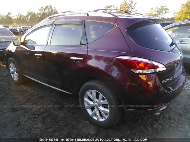 JN8AZ1MUXCW102280 - 2012 NISSAN MURANO S/SL/LE MAROON photo 3