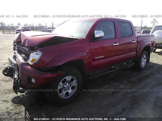 3TMJU4GN1DM152468 - 2013 TOYOTA TACOMA DOUBLE CAB PRERUNNER MAROON photo 2