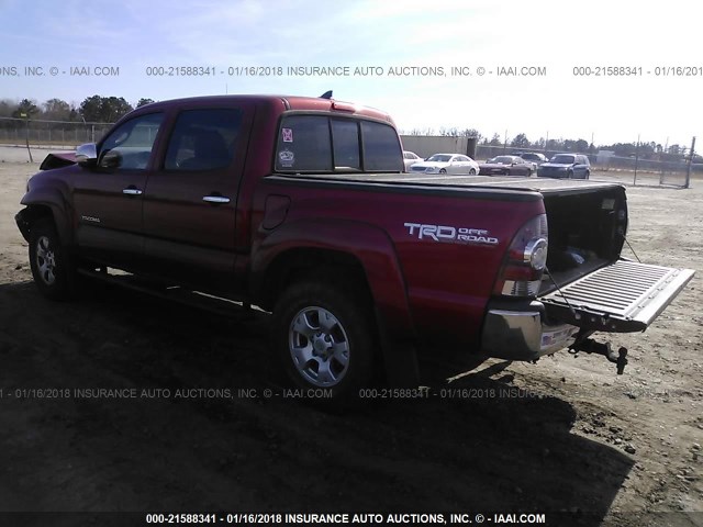 3TMJU4GN1DM152468 - 2013 TOYOTA TACOMA DOUBLE CAB PRERUNNER MAROON photo 3