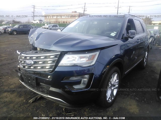 1FM5K8D81HGB58389 - 2017 FORD EXPLORER XLT BLUE photo 2