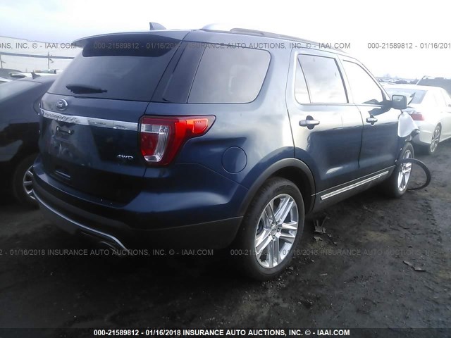 1FM5K8D81HGB58389 - 2017 FORD EXPLORER XLT BLUE photo 4