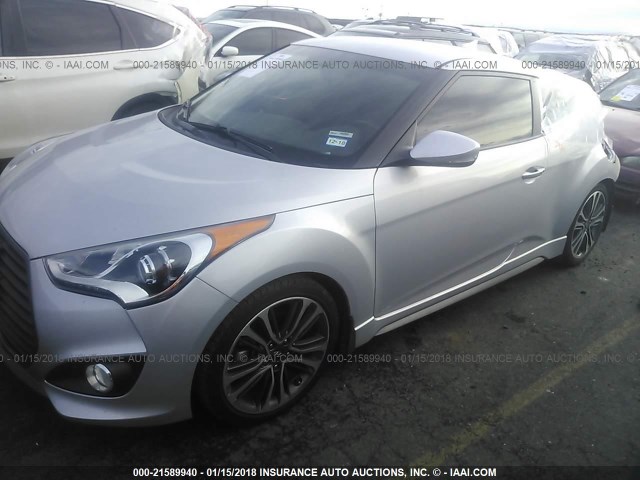 KMHTC6AEXGU298198 - 2016 HYUNDAI VELOSTER TURBO SILVER photo 2