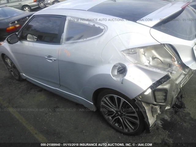 KMHTC6AEXGU298198 - 2016 HYUNDAI VELOSTER TURBO SILVER photo 3