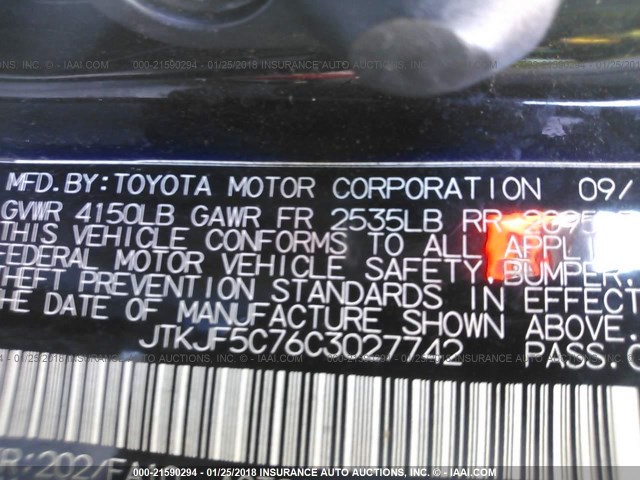 JTKJF5C76C3027742 - 2012 TOYOTA SCION TC 黑色 照片 9