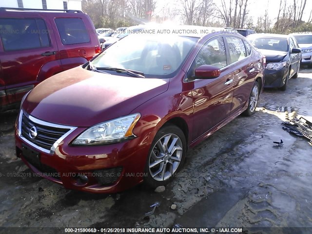 3N1AB7AP4EL608538 - 2014 NISSAN SENTRA S/SV/SR/SL RED photo 2