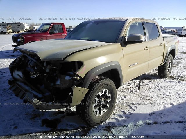 3TMCZ5AN5HM076199 - 2017 TOYOTA TACOMA DBL CAB/SR/TRDSPT/OR/PRO თაფლისფერი ფოტო 2