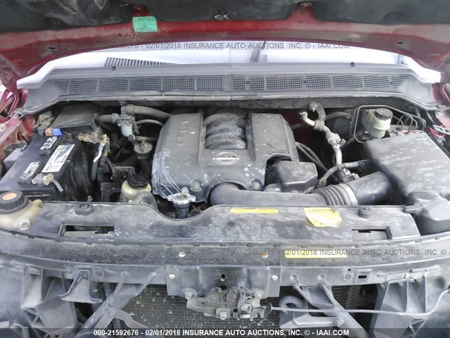 1N6BA06A25N577657 - 2005 NISSAN TITAN XE/SE/LE RED photo 10