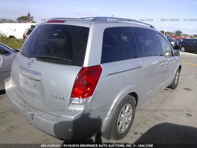 5N1BV28U58N107312 - 2008 NISSAN QUEST S/SE/SL SILVER photo 4