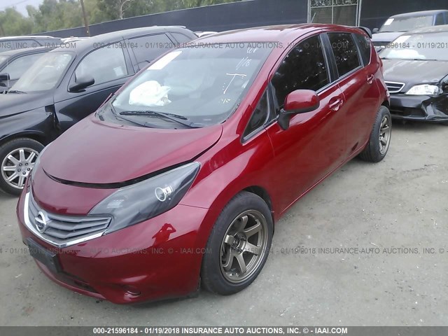 3N1CE2CP1EL374763 - 2014 NISSAN VERSA NOTE S/S PLUS/SV/SL RED photo 2
