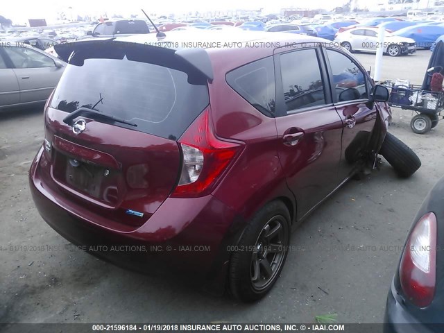 3N1CE2CP1EL374763 - 2014 NISSAN VERSA NOTE S/S PLUS/SV/SL RED photo 4