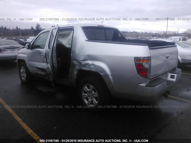 2HJYK16536H573979 - 2006 HONDA RIDGELINE RTL SILVER photo 3