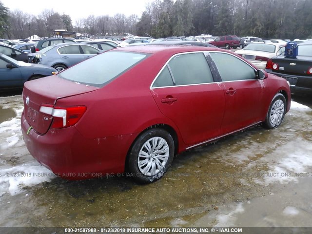 4T4BF1FK9ER358902 - 2014 TOYOTA CAMRY L/SE/LE/XLE RED photo 4