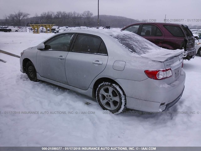 2T1BU4EE2BC686561 - 2011 TOYOTA COROLLA S/LE SILVER photo 3