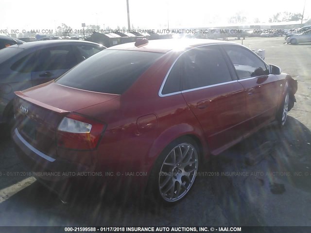 WAUPL68E34A169001 - 2004 AUDI S4 RED photo 4