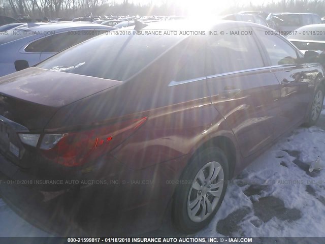 5NPEB4AC6BH276415 - 2011 HYUNDAI SONATA GLS RED photo 4