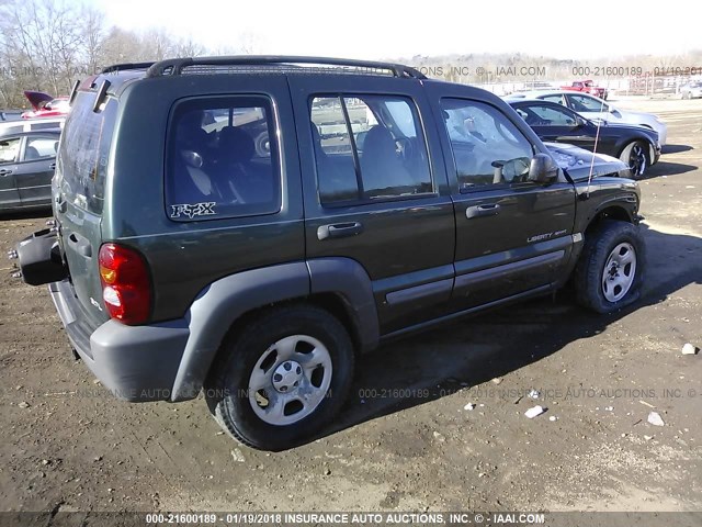 1J4GL48K83W515410 - 2003 JEEP LIBERTY SPORT/FREEDOM GREEN photo 4