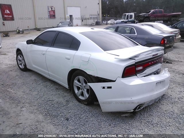 2C3CDXHG1EH243500 - 2014 DODGE CHARGER SXT WHITE photo 3