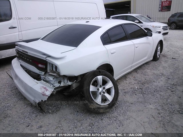 2C3CDXHG1EH243500 - 2014 DODGE CHARGER SXT WHITE photo 4