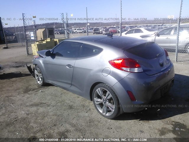 KMHTC6AD0CU074150 - 2012 HYUNDAI VELOSTER GRAY photo 3