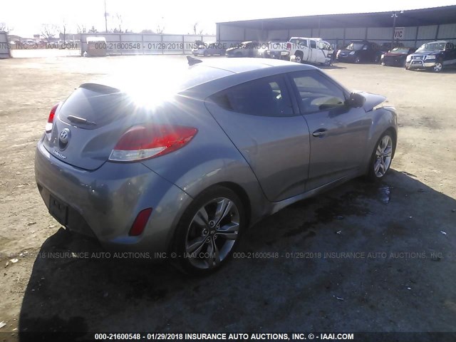 KMHTC6AD0CU074150 - 2012 HYUNDAI VELOSTER GRAY photo 4