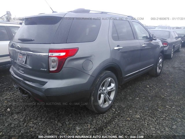 1FM5K8F83EGC36714 - 2014 FORD EXPLORER LIMITED GRAY photo 4