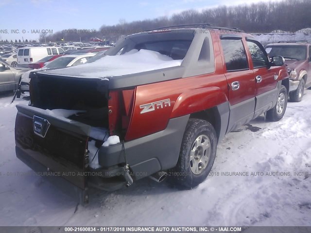 3GNEC13T62G347377 - 2002 CHEVROLET AVALANCHE C1500 ORANGE photo 4