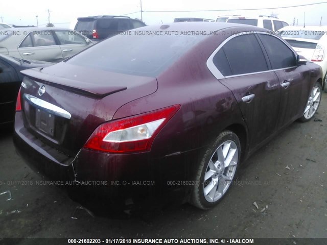 1N4AA51E89C813516 - 2009 NISSAN MAXIMA S/SV MAROON photo 4