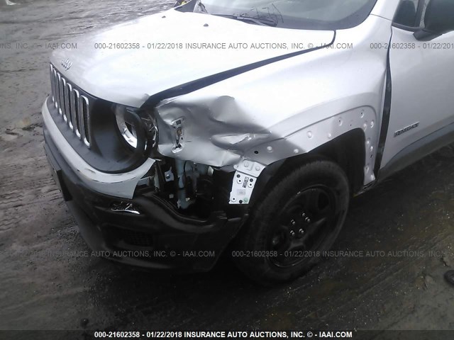 ZACCJBAW2GPE38435 - 2016 JEEP RENEGADE SPORT SILVER photo 6