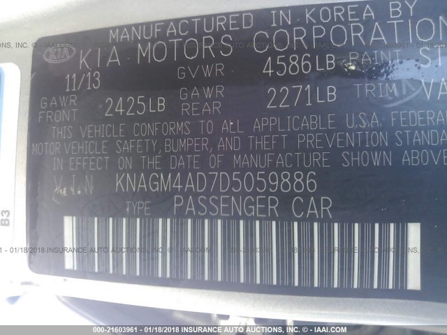 KNAGM4AD7D5059886 - 2013 KIA OPTIMA HYBRID SILVER photo 9